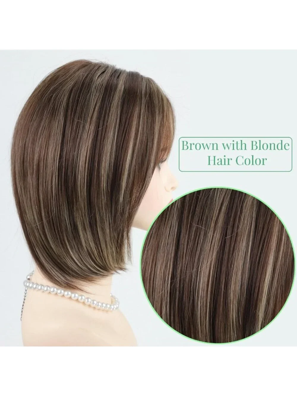 Women Brown Blonde 1 12 Inch Mid Length Heat Synthetic Straight Layered Bob Wigs